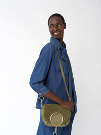 Sac Mara porté épaule en cuir - Aloe Green