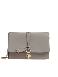 Sac pochette à chaine Alphabet en cuir - Cachemire Gris
