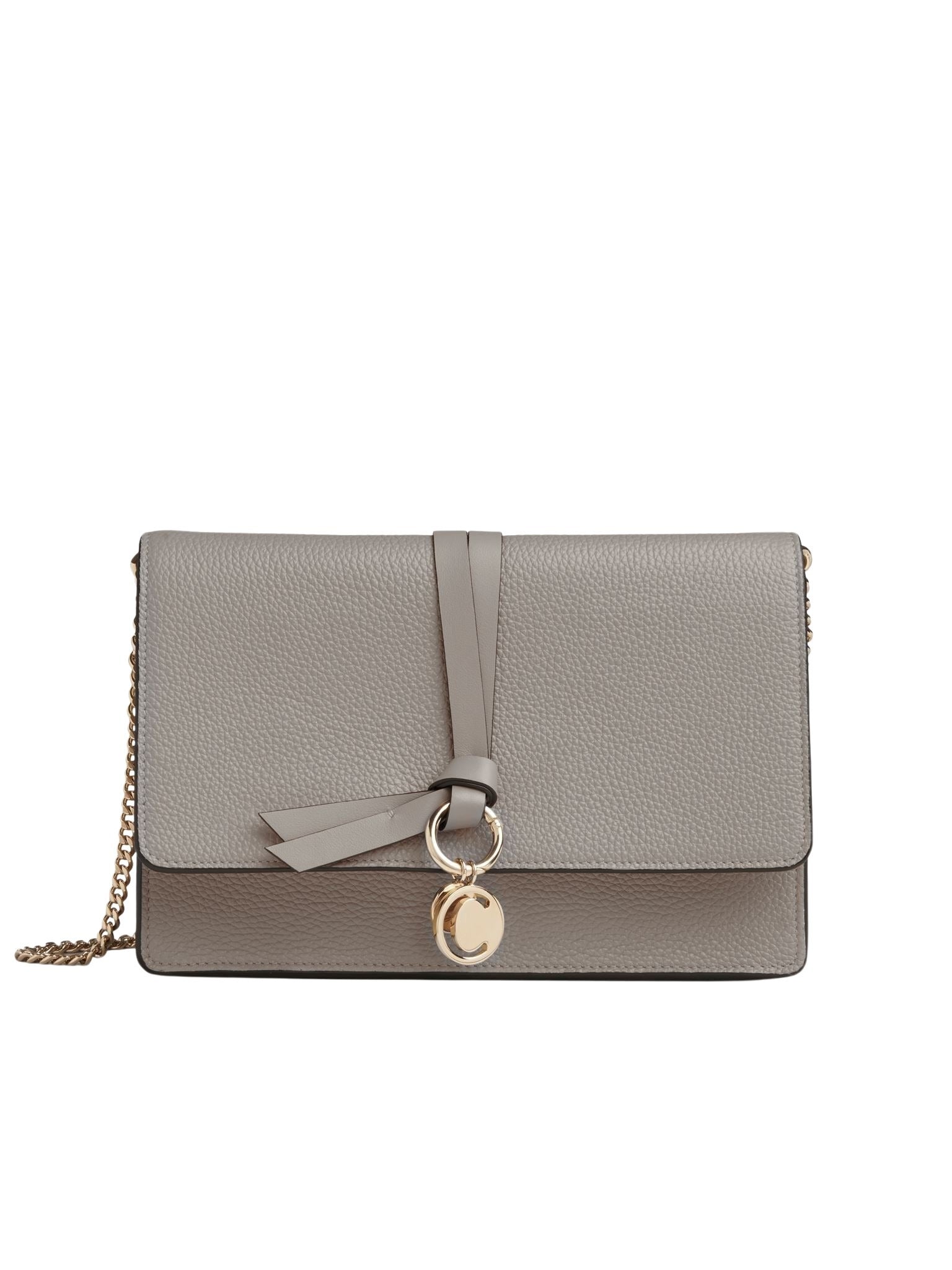 Sac pochette à chaine Alphabet en cuir - Cachemire Gris