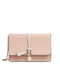Sac pochette à chaine Alphabet en cuir - Cement Pink