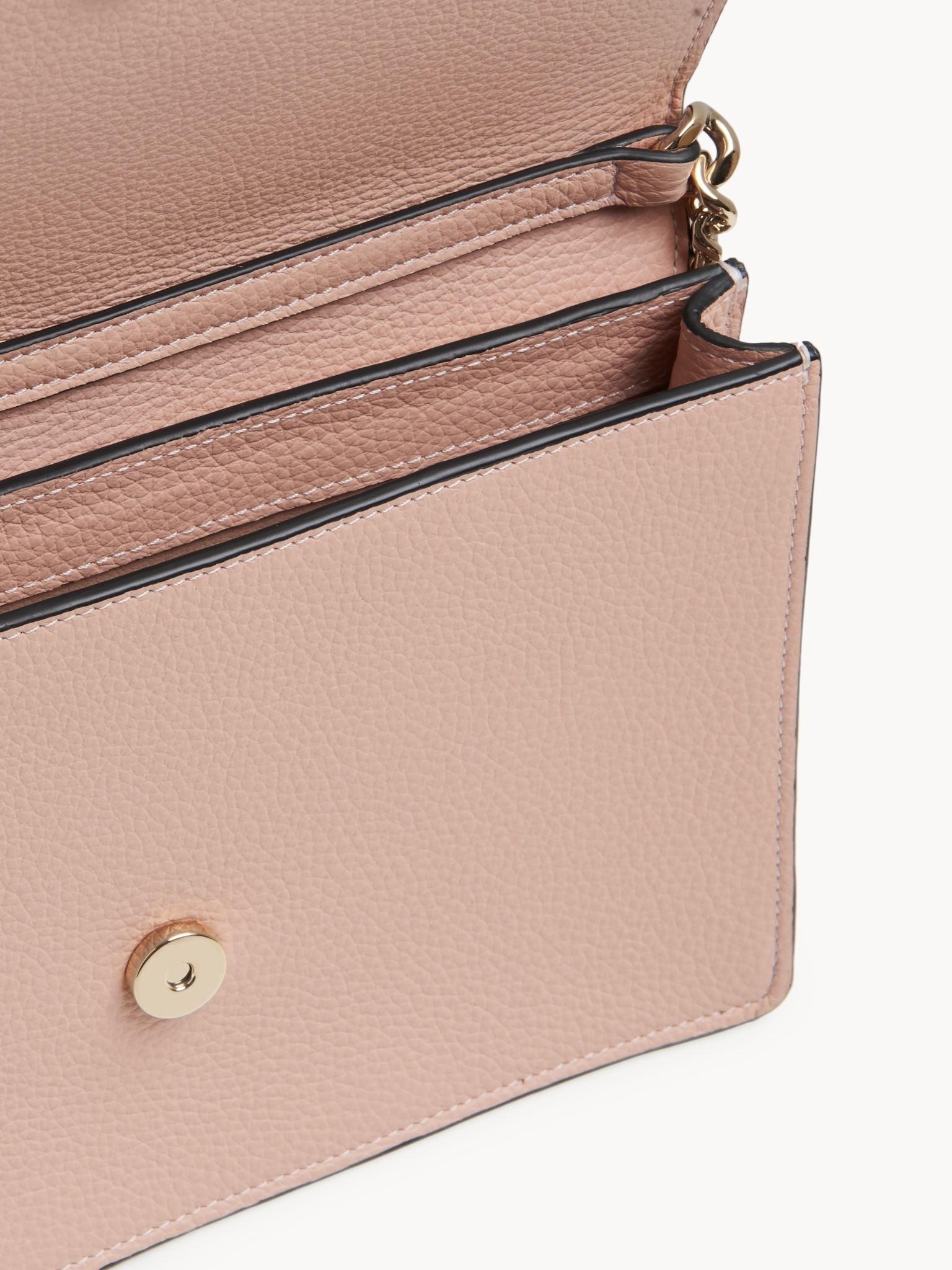 Sac pochette à chaine Alphabet en cuir - Cement Pink