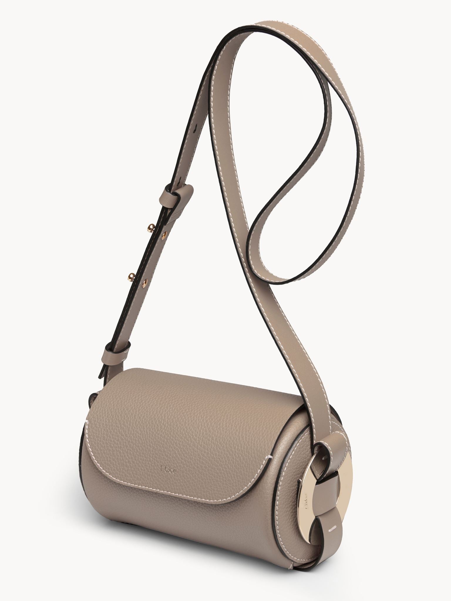Mini sac porté épaule Darryl en cuir - Gris Motty