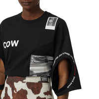 T-shirt oversize en coton à imprimé montage - Black