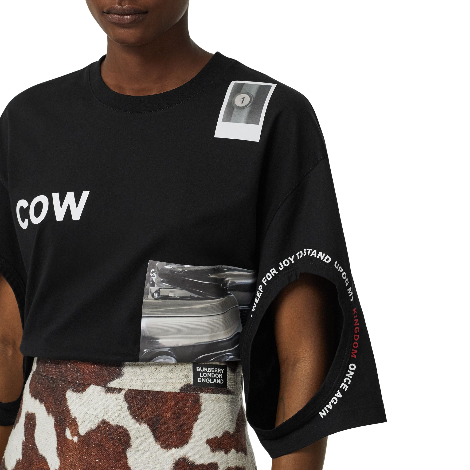 T-shirt oversize en coton à imprimé montage - Black