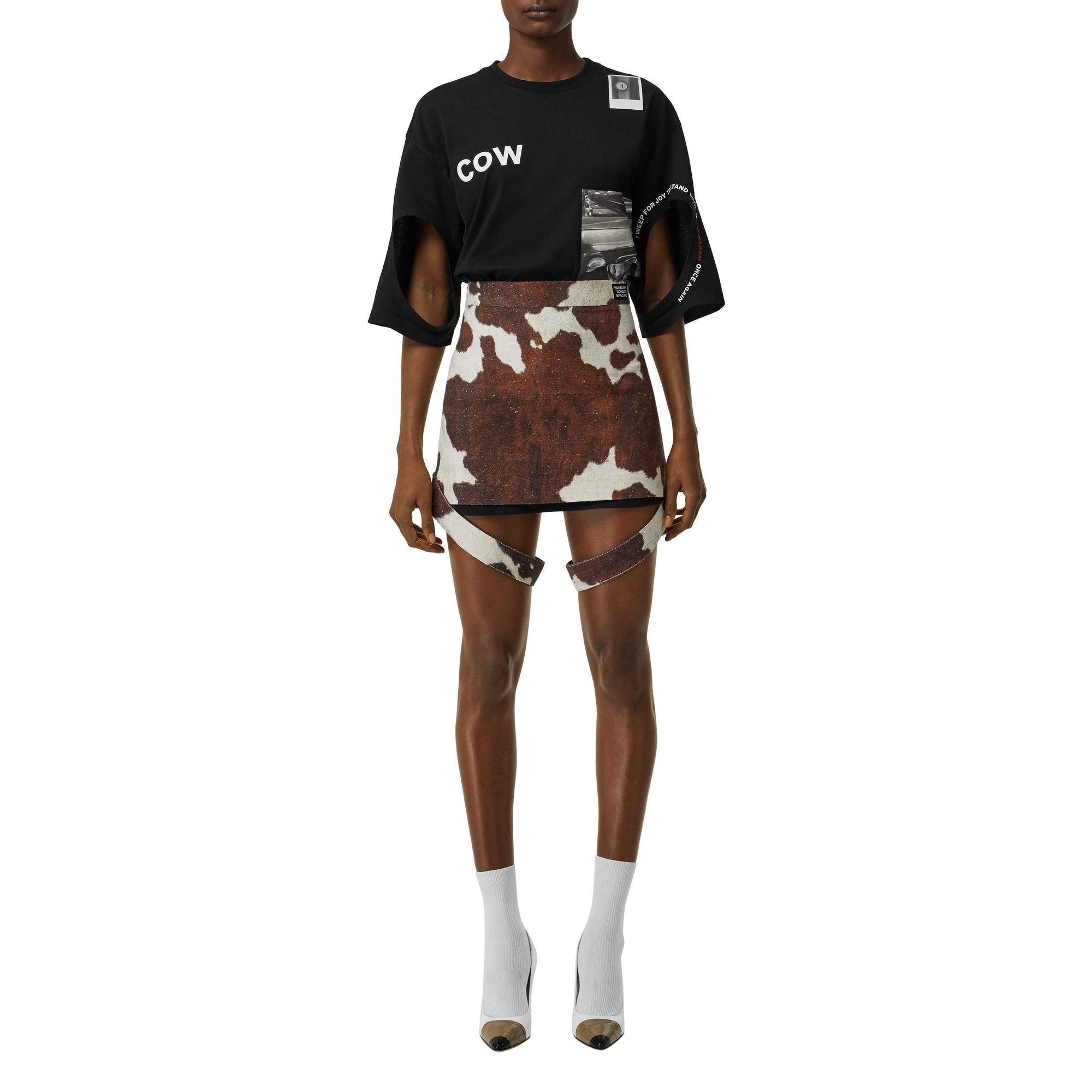 T-shirt oversize en coton à imprimé montage - Black