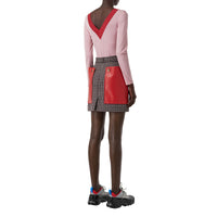 Mini-jupe en laine tartan avec poche - Bordeaux