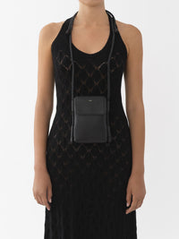 Sac pochette téléphone à rabat en cuir - Black