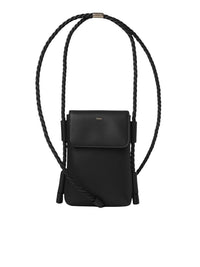 Sac pochette téléphone à rabat en cuir - Black