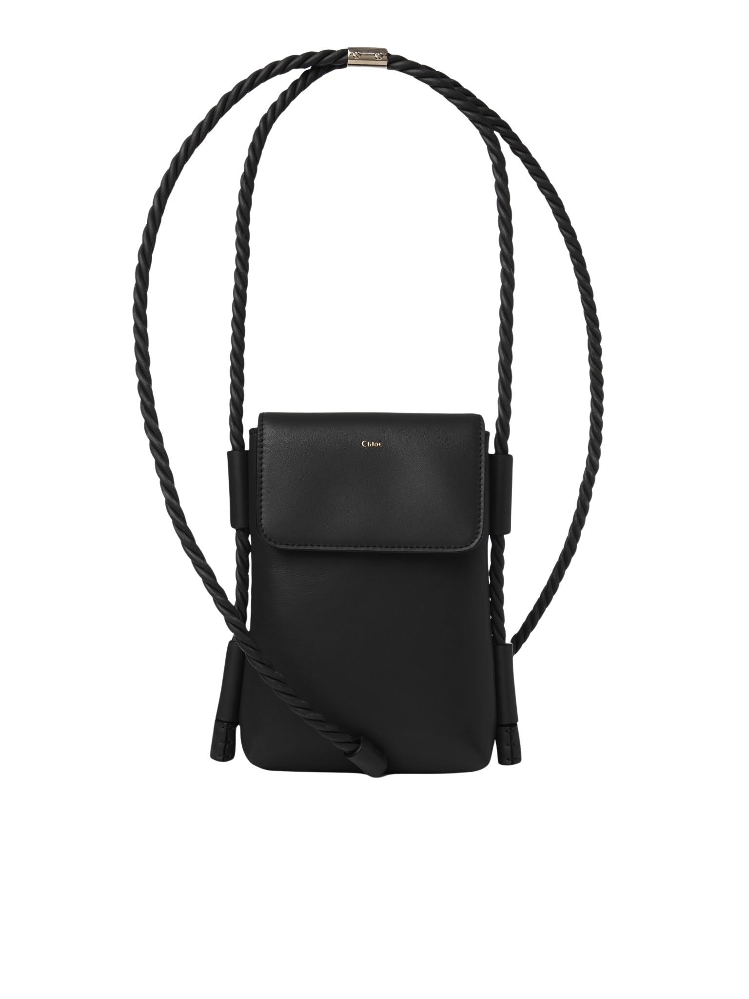 Sac pochette téléphone à rabat en cuir - Black