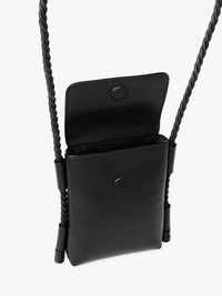Sac pochette téléphone à rabat en cuir - Black