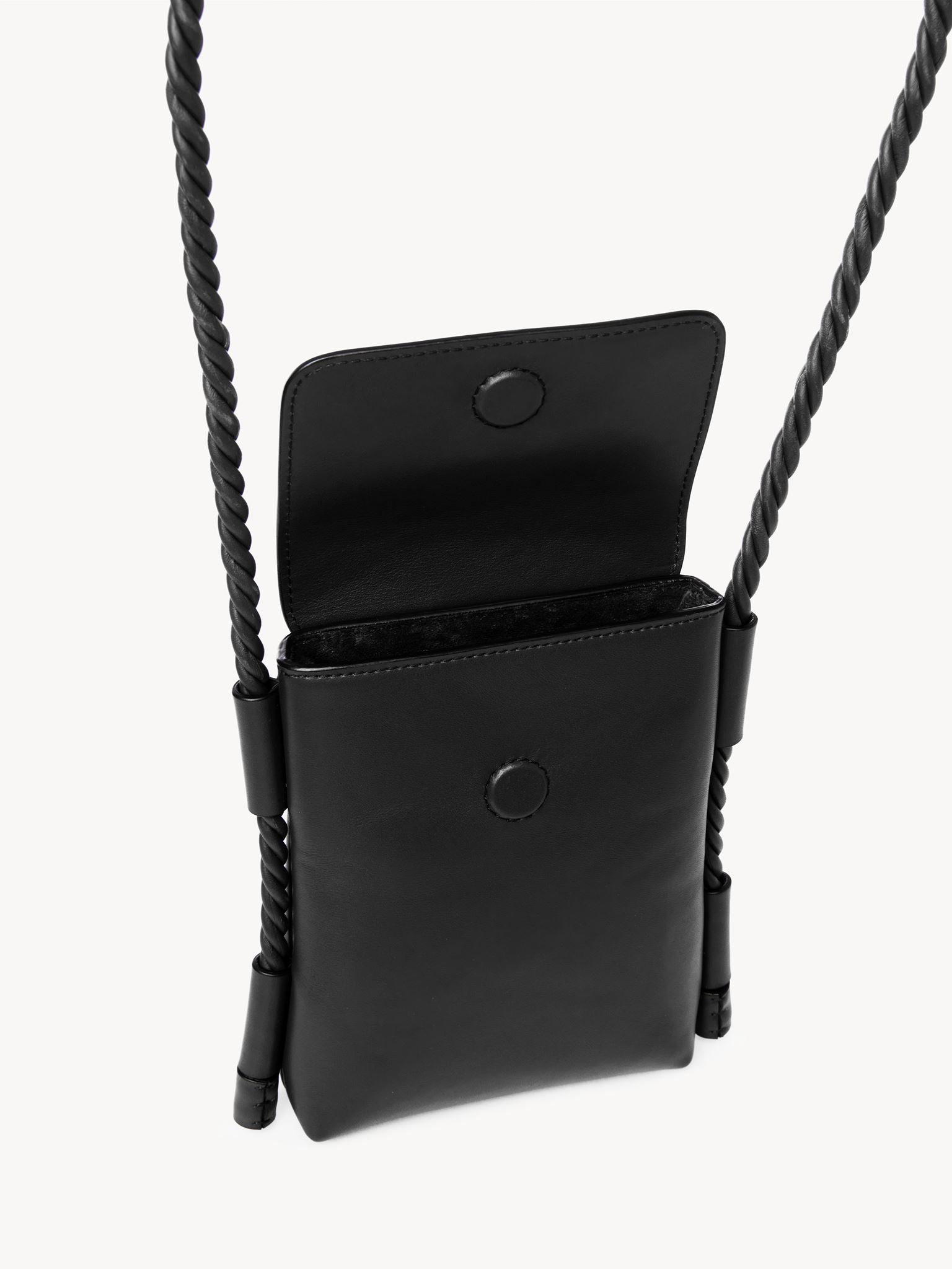 Sac pochette téléphone à rabat en cuir - Black