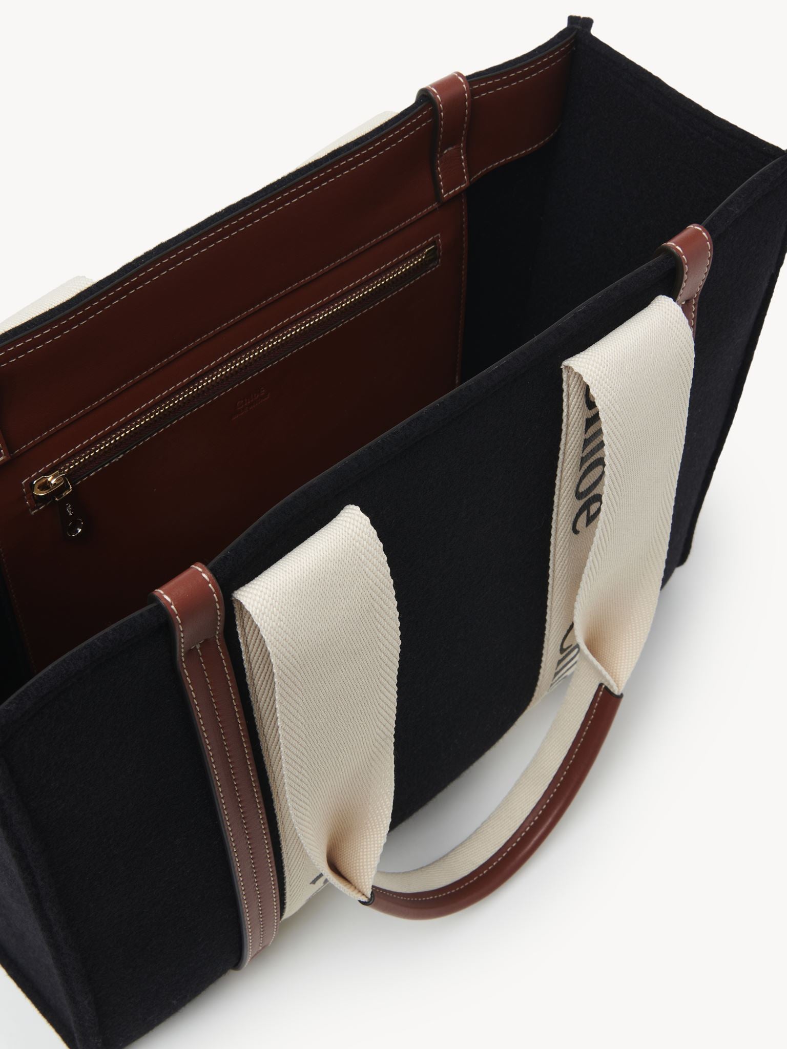 Grand sac cabas Woody en laine - Black