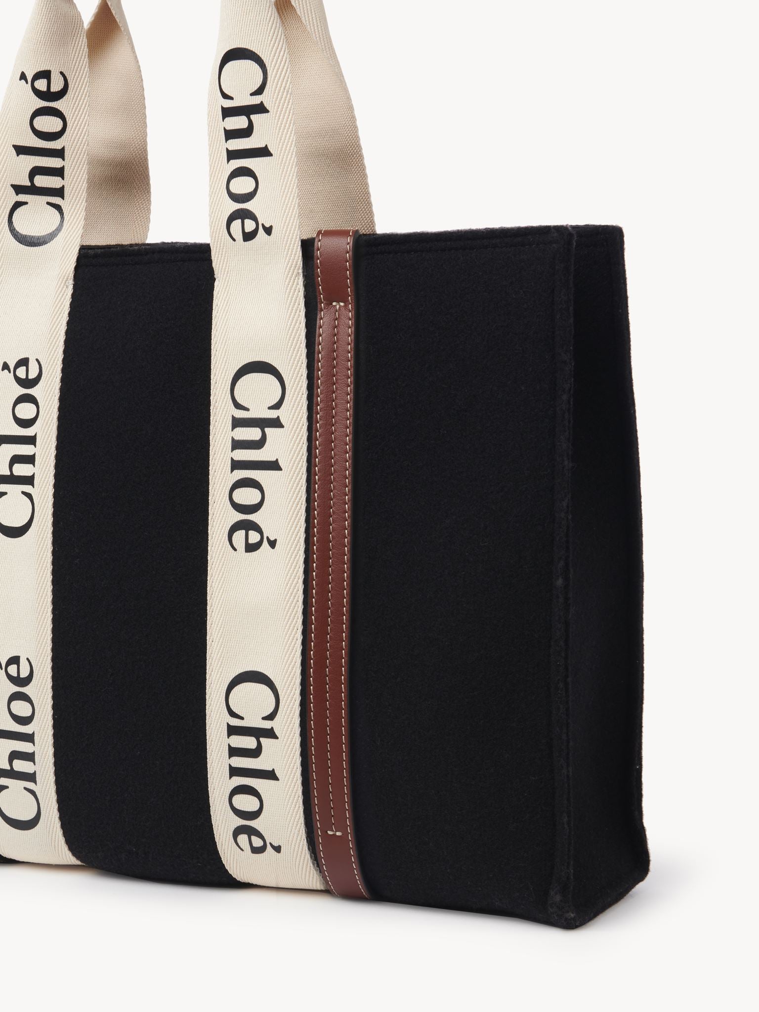 Grand sac cabas Woody en laine - Black
