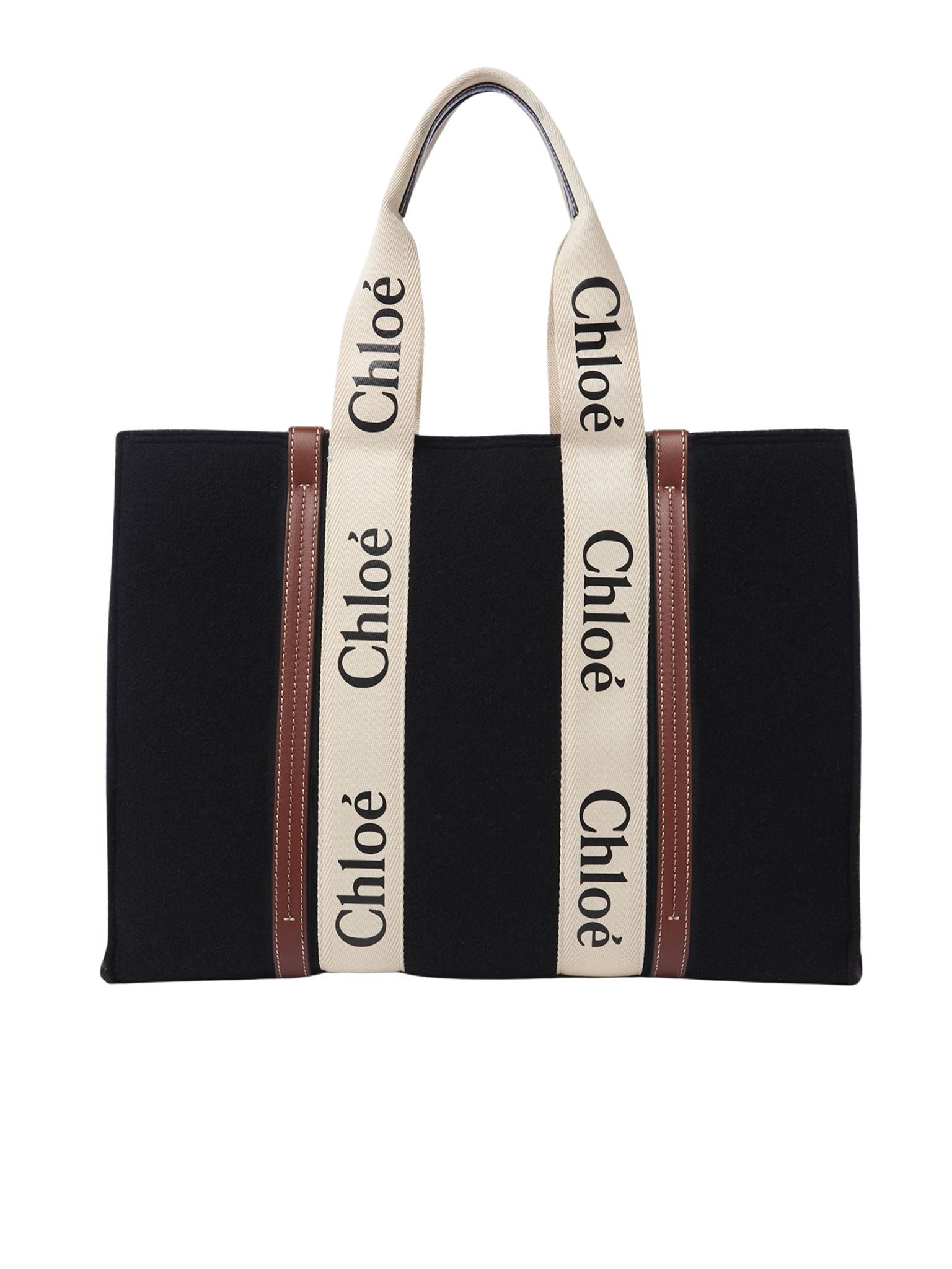 Grand sac cabas Woody en laine - Black