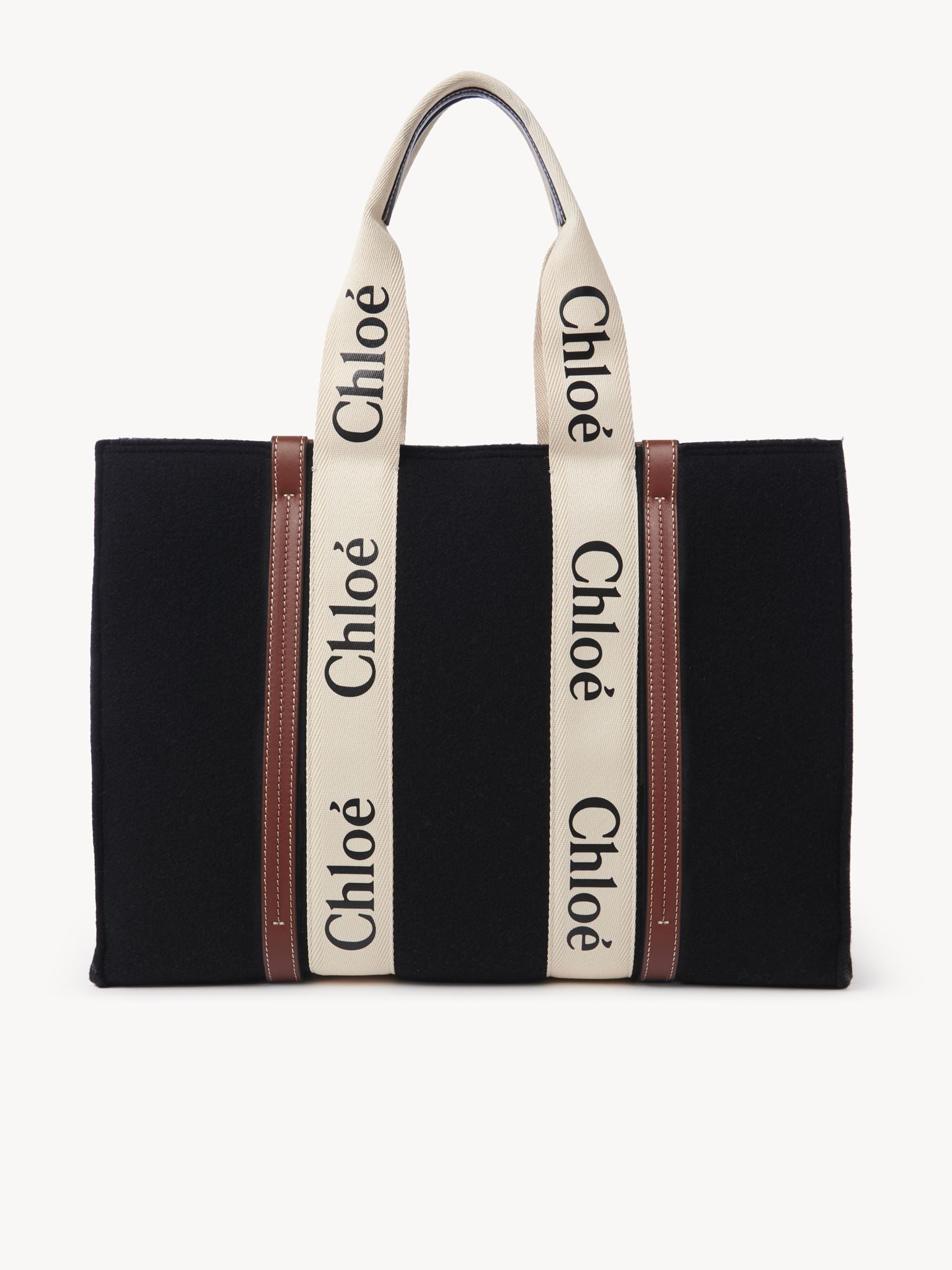 Grand sac cabas Woody en laine - Black