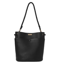Sac seau Key en cuir lisse et grainé - Black