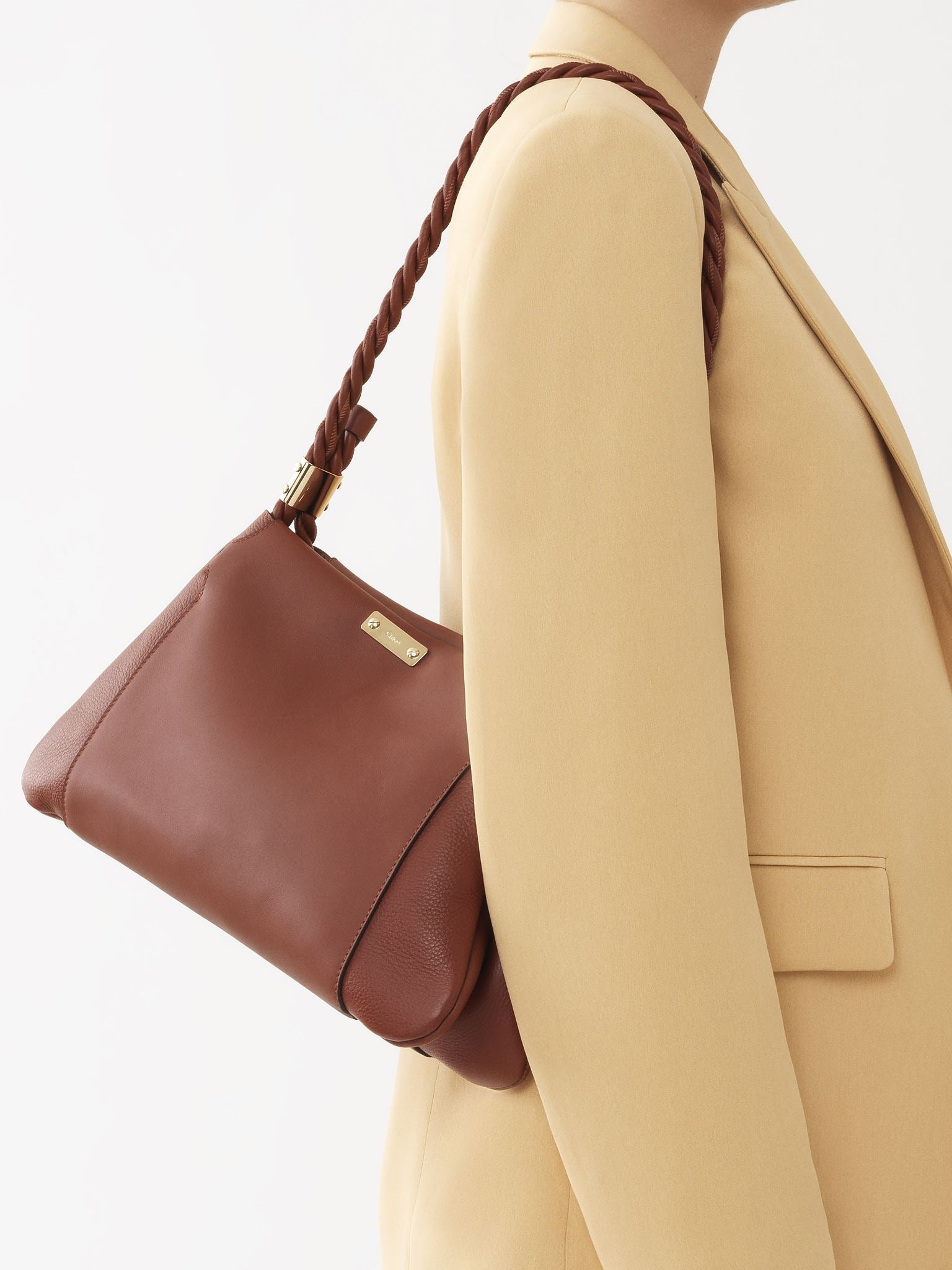 Sac porté épaule Key en cuir - Brun Sépia
