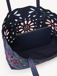 Sac cabas est-ouest Kamilla en lin - Navy