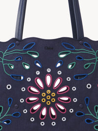Sac cabas est-ouest Kamilla en lin - Navy