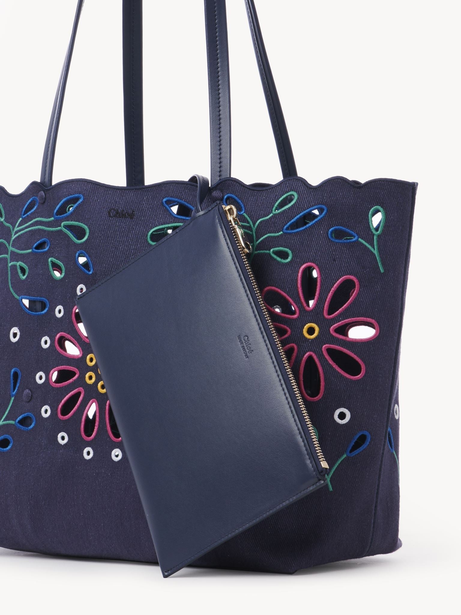 Sac cabas est-ouest Kamilla en lin - Navy