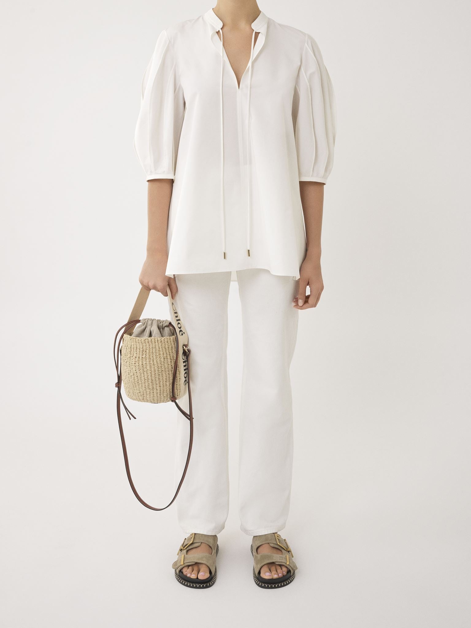 Petit sac panier Woody - White