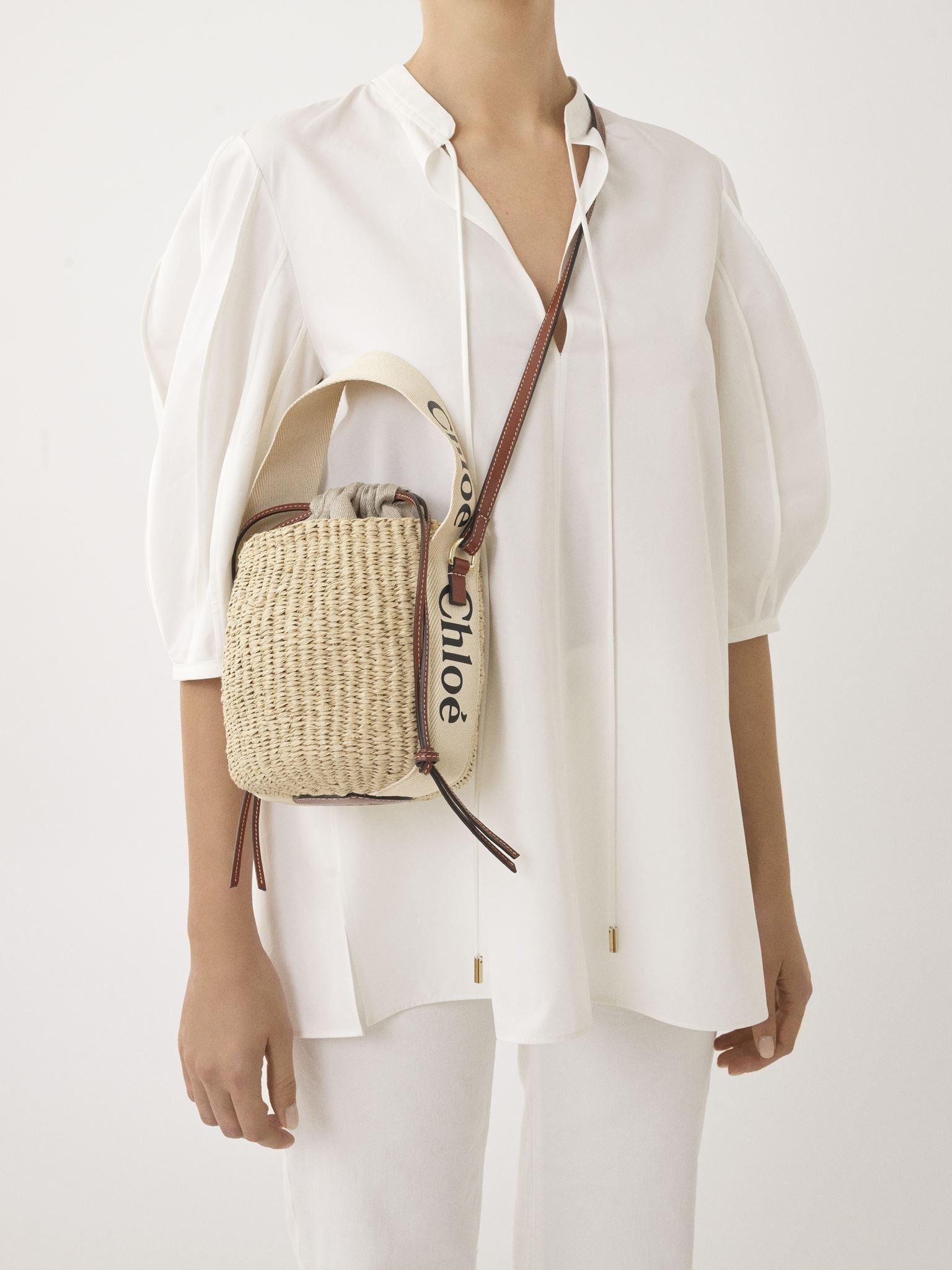 Petit sac panier Woody - White