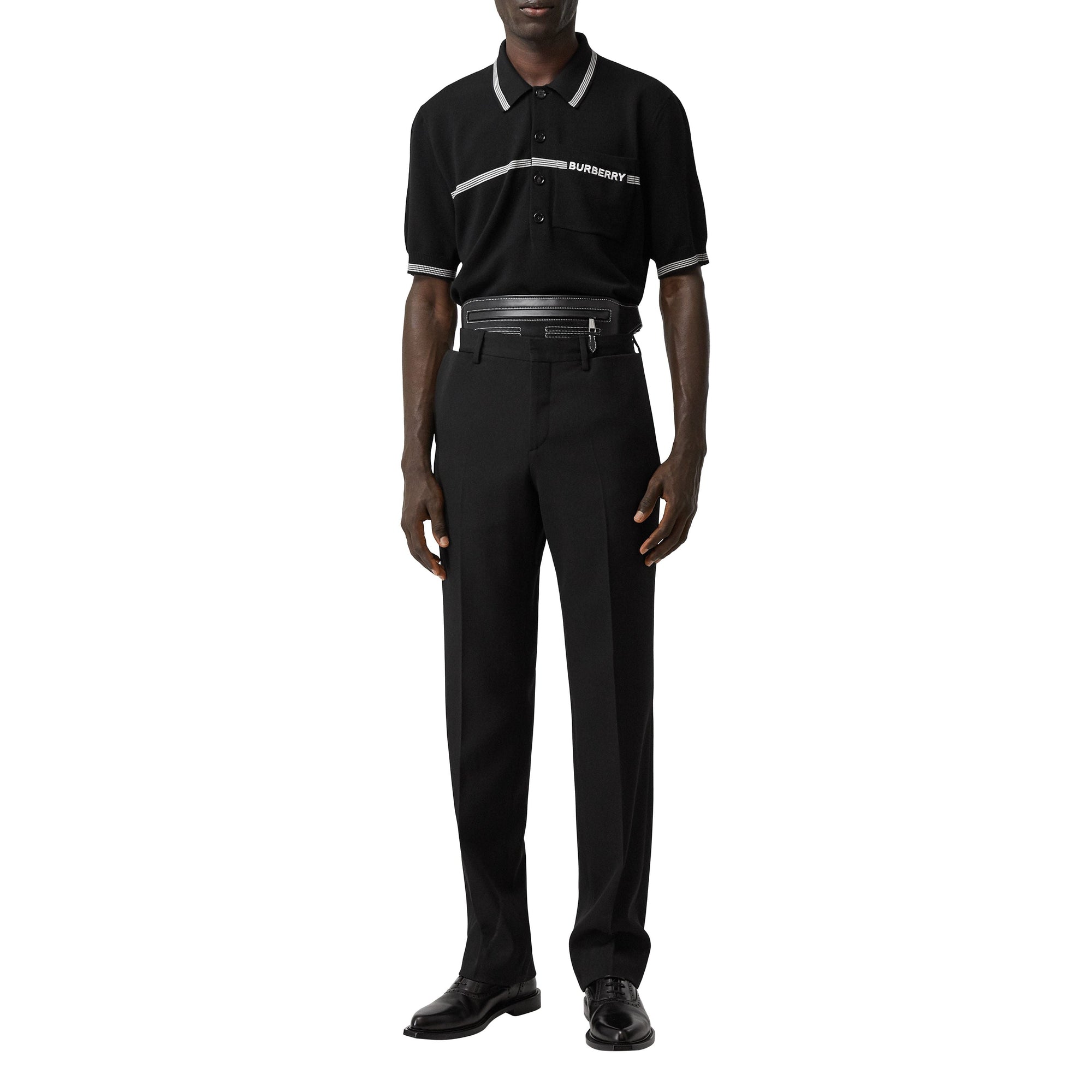 Polo en laine à logo brodé - Black