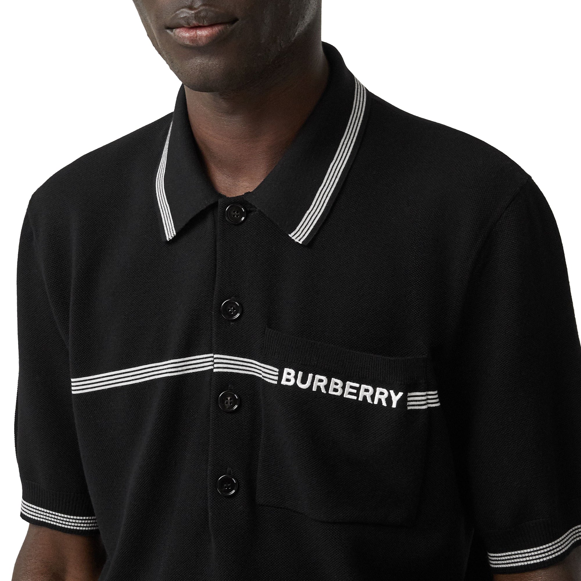 Polo en laine à logo brodé - Black