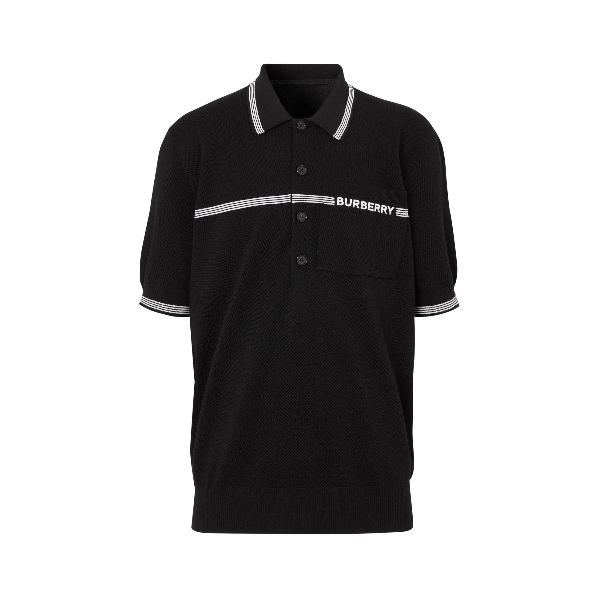 Polo en laine à logo brodé - Black