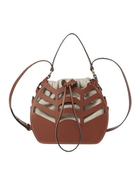 Petit sac seau Kayan en cuir - Caramel