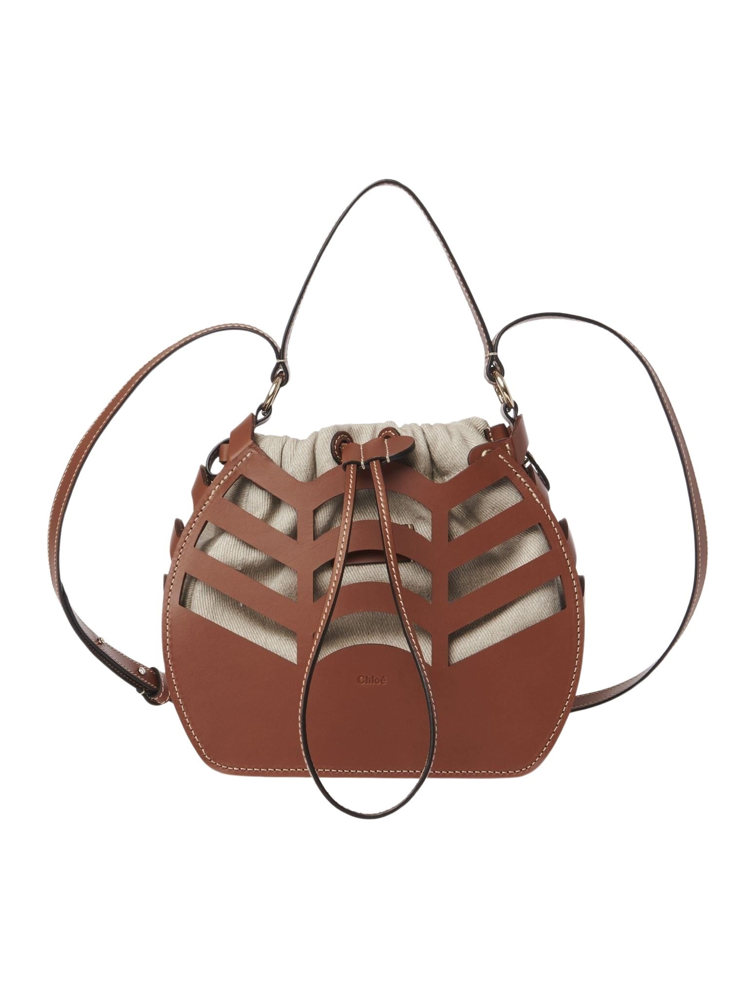 Petit sac seau Kayan en cuir - Caramel