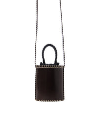Petit sac seau Louela en cuir - Ebony Brown