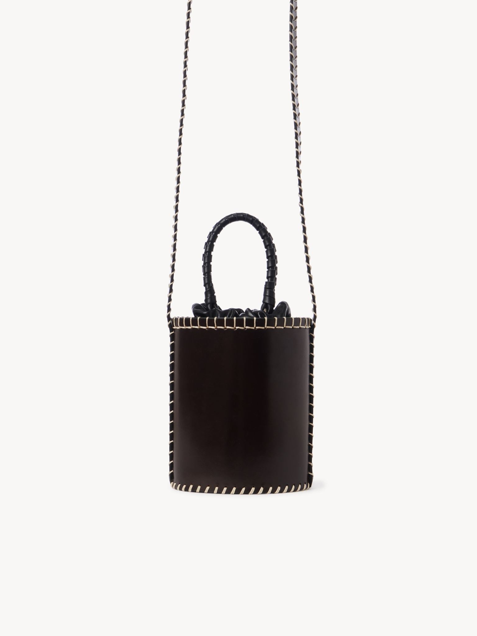Petit sac seau Louela en cuir - Ebony Brown