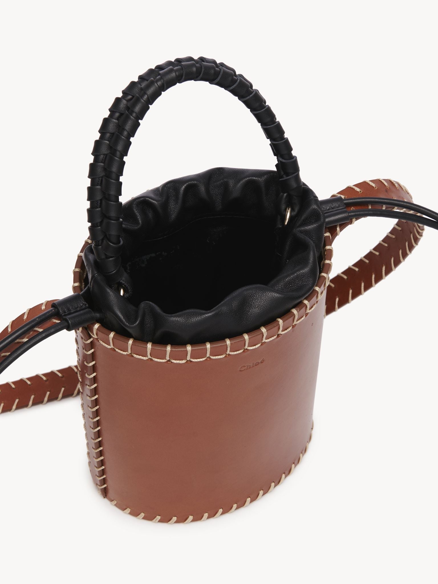 Petit sac seau Louela en cuir - Tan