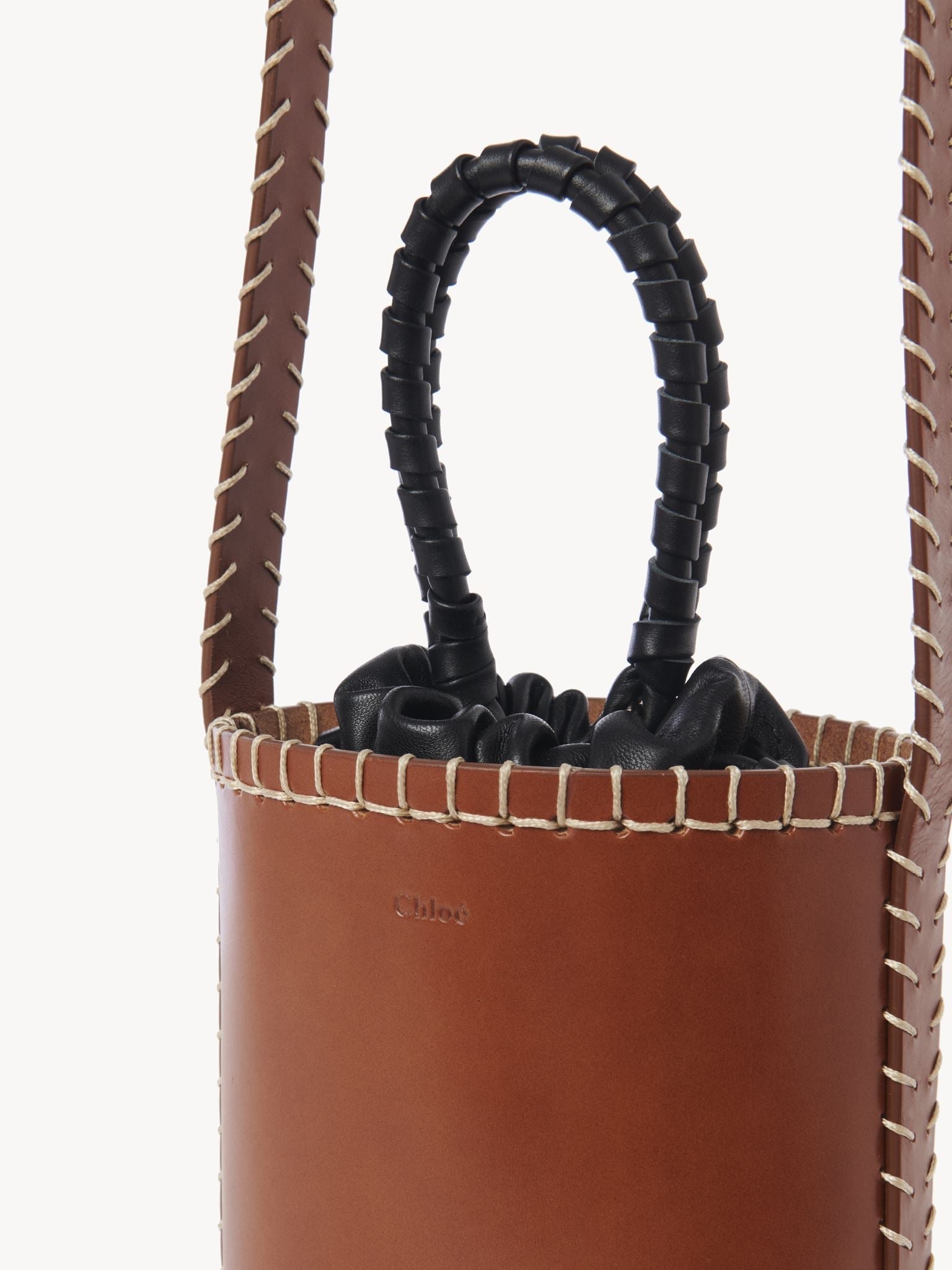 Petit sac seau Louela en cuir - Tan