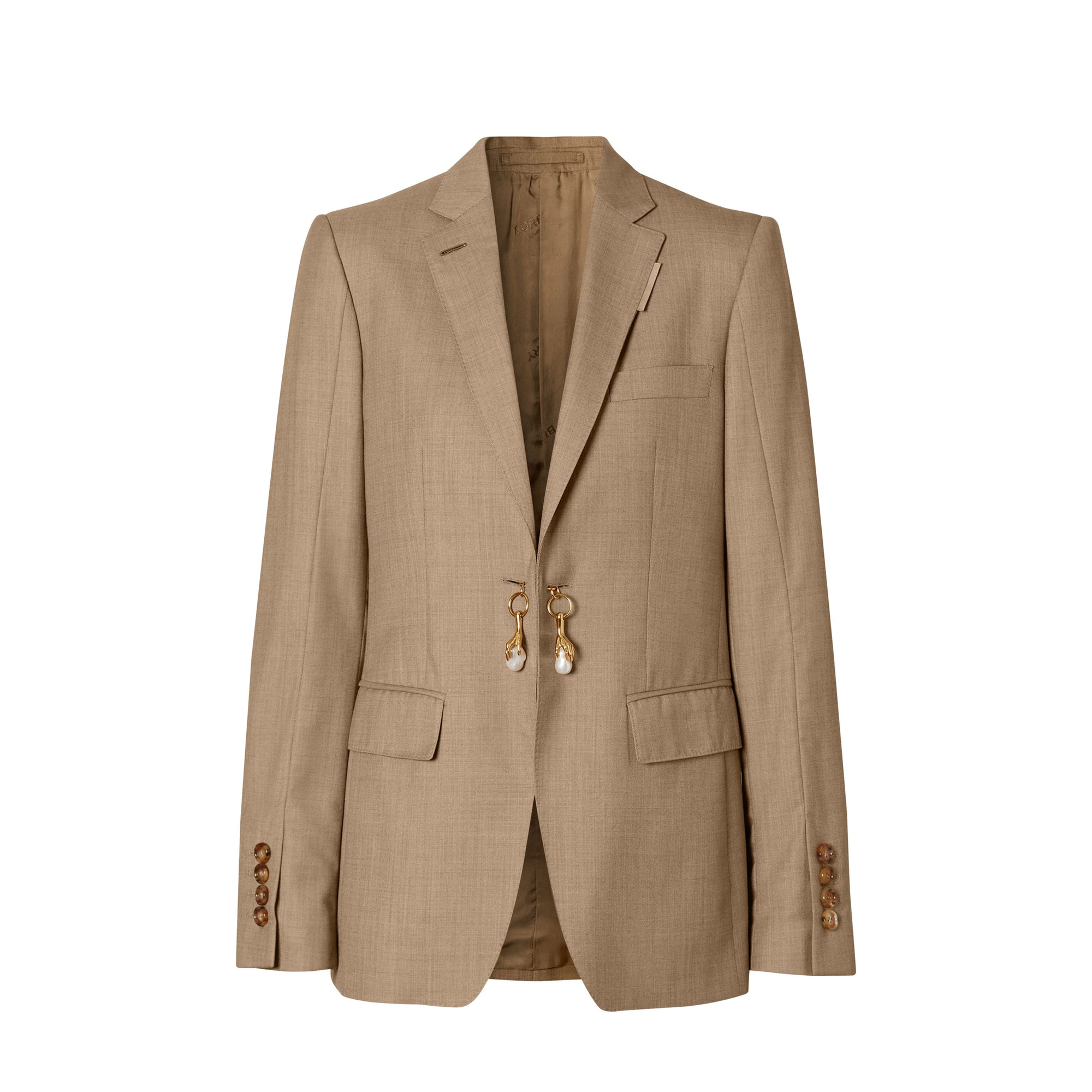 Blazer en laine et cachemire avec maillon - Pecan Melange