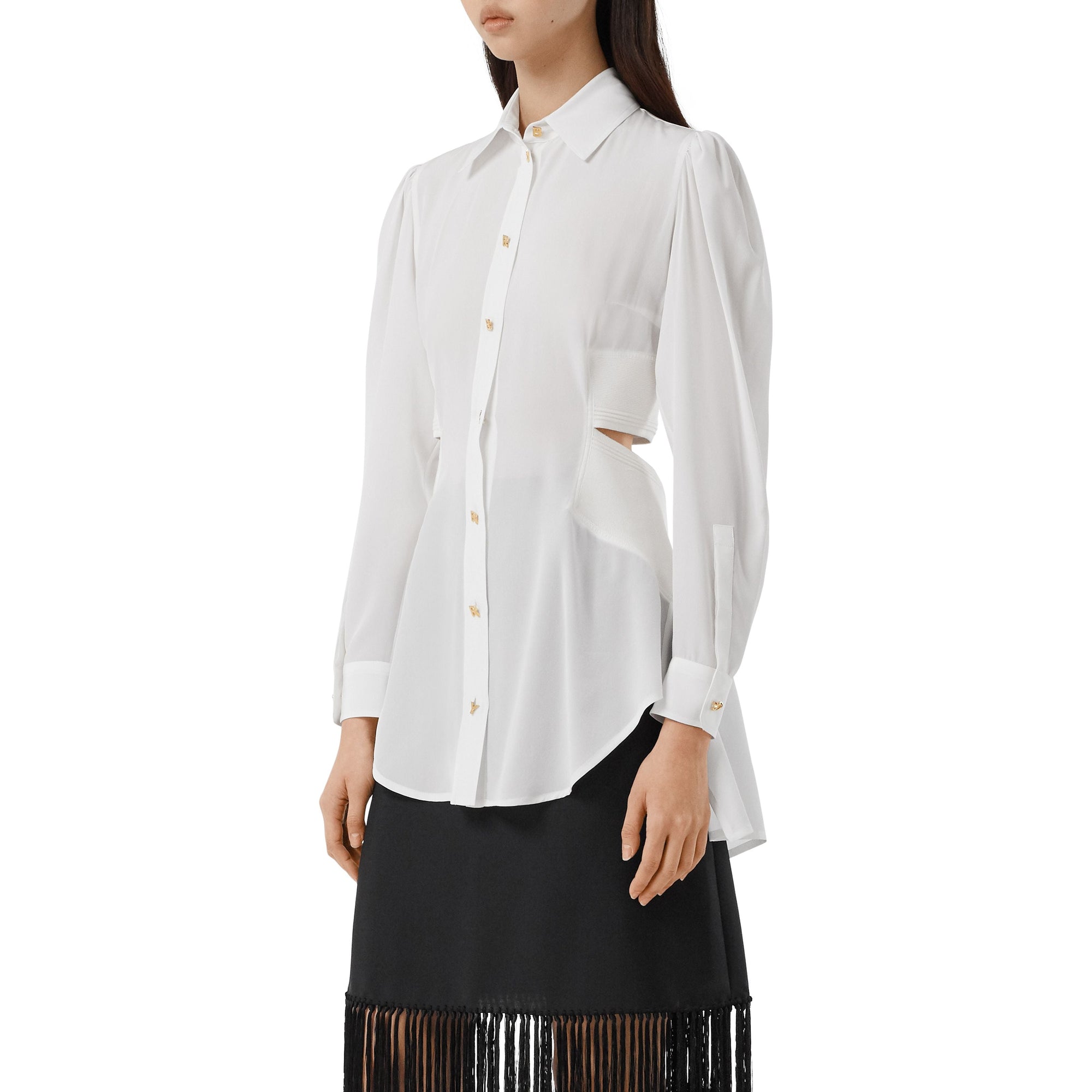 Chemise en soie à découpe et logo - Optic White