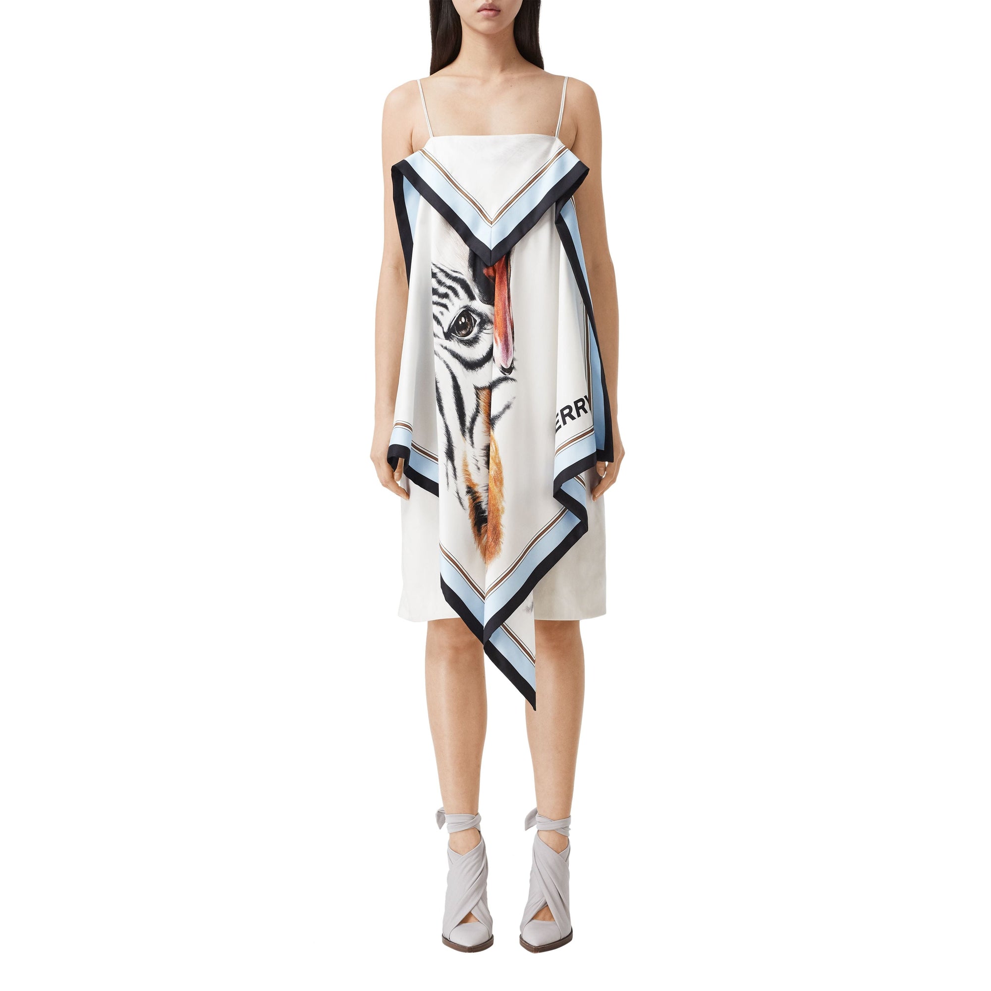 Robe foulard en soie à imprimé animalier - Porcelain