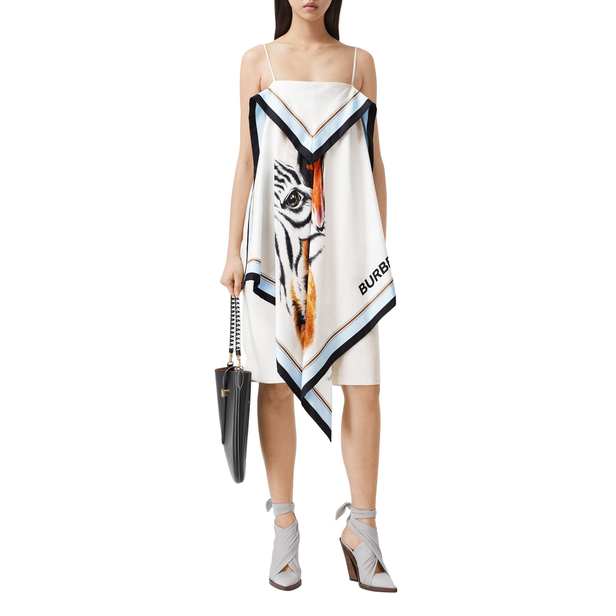 Robe foulard en soie à imprimé animalier - Porcelain