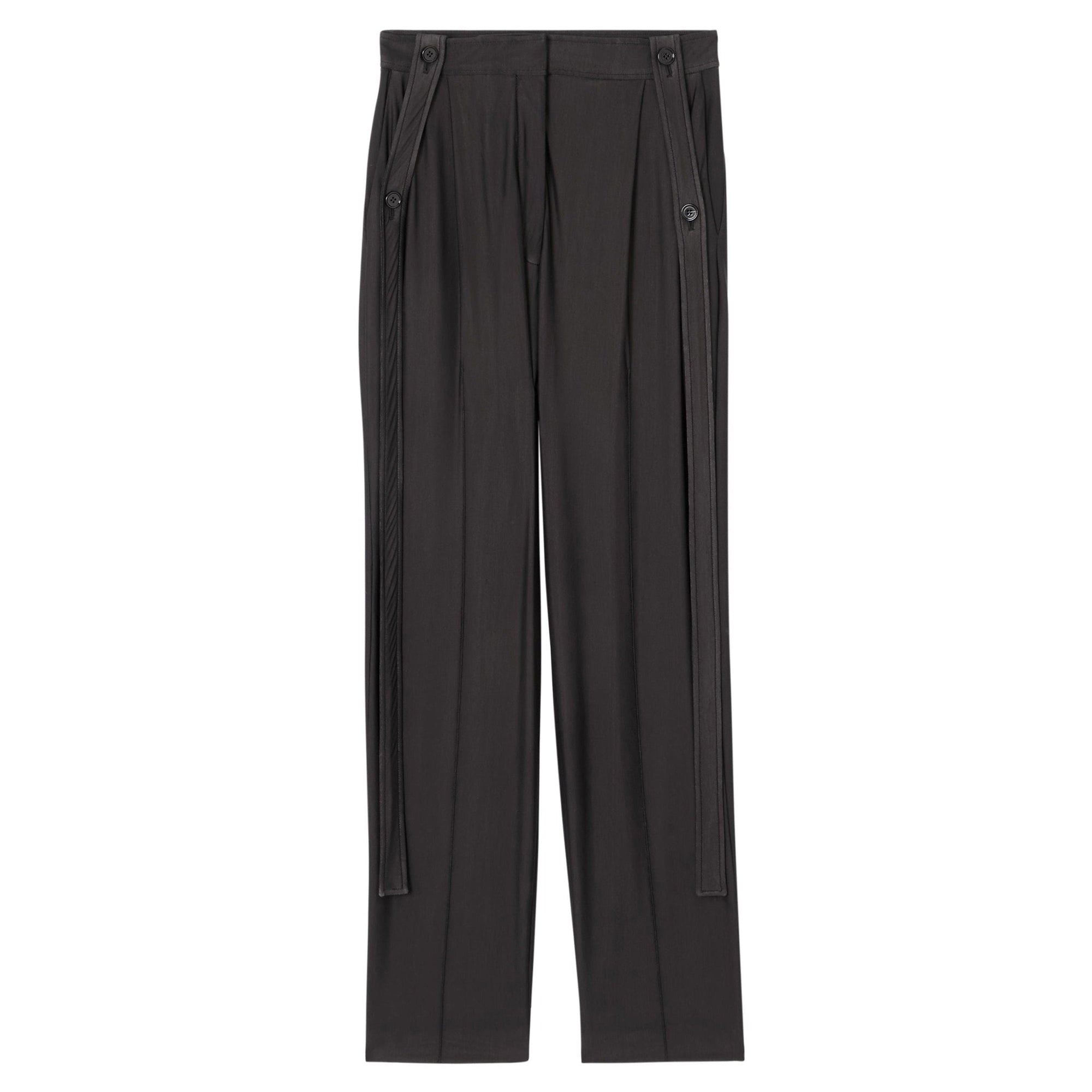 Pantalon tailleur en jersey et mousseline avec sangles - Black