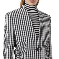 Blazer en laine technique vichy - Black