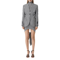 Blazer en laine technique vichy - Black