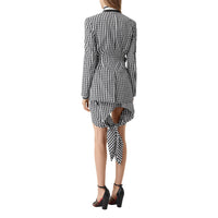 Blazer en laine technique vichy - Black