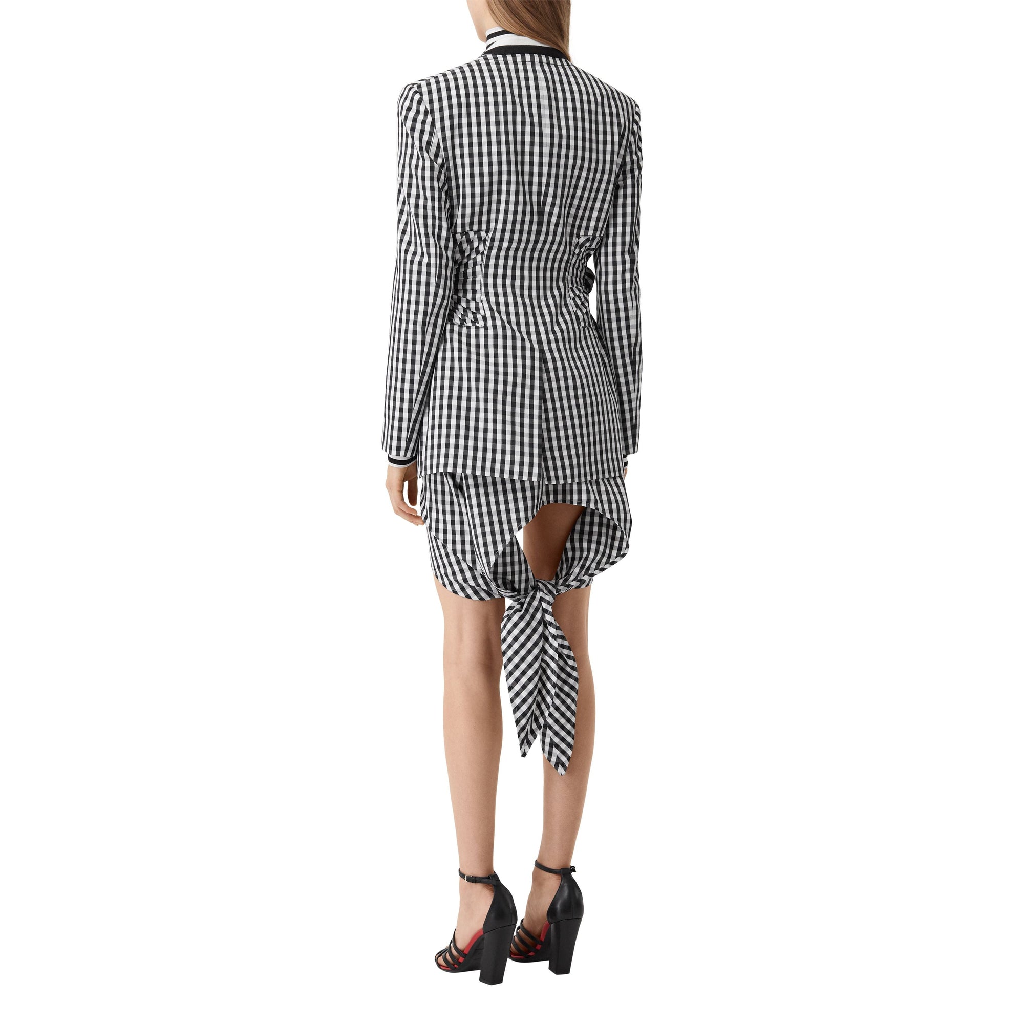 Blazer en laine technique vichy - Black