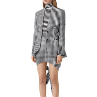 Blazer en laine technique vichy - Black