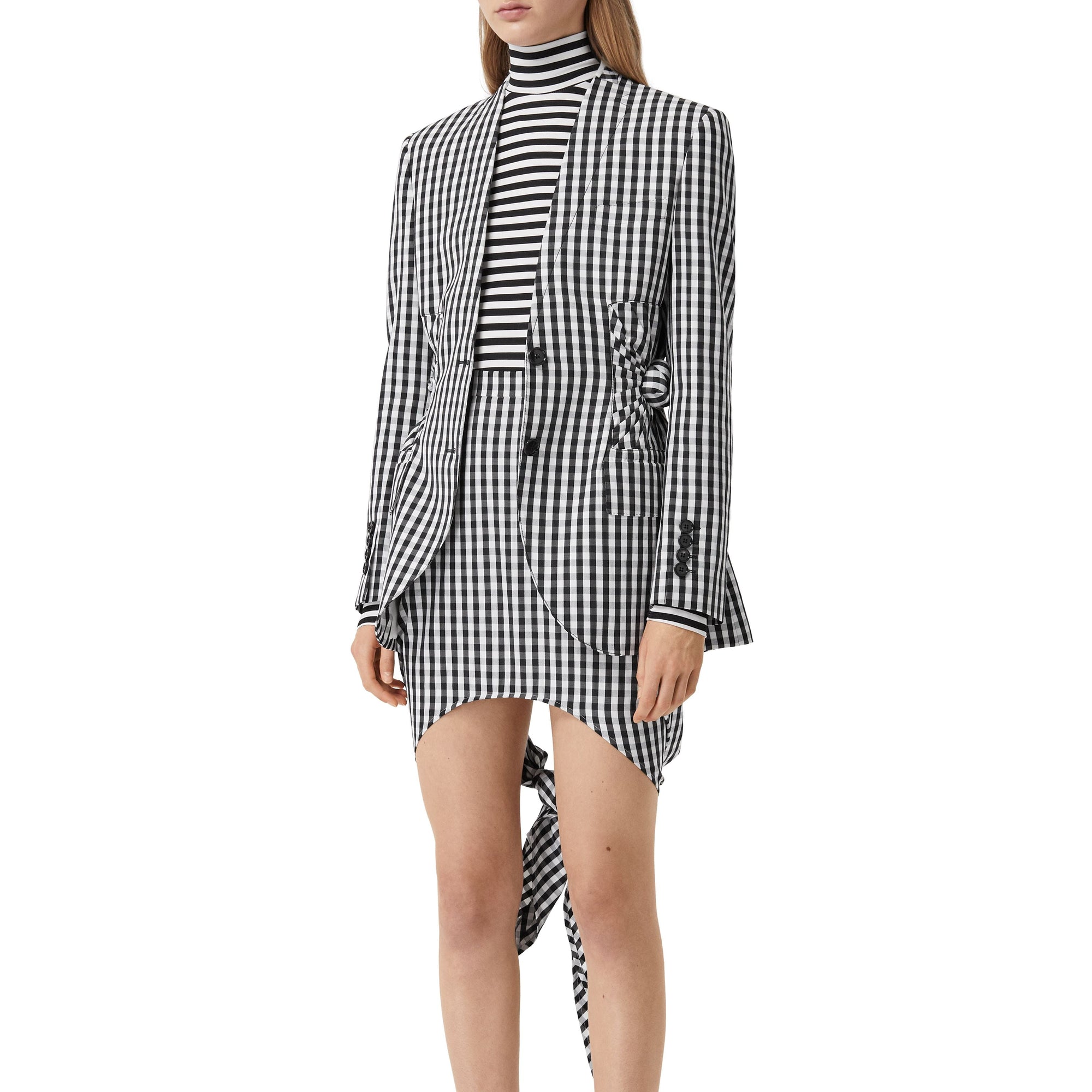 Blazer en laine technique vichy - Black