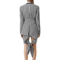 Blazer en laine technique vichy - Black