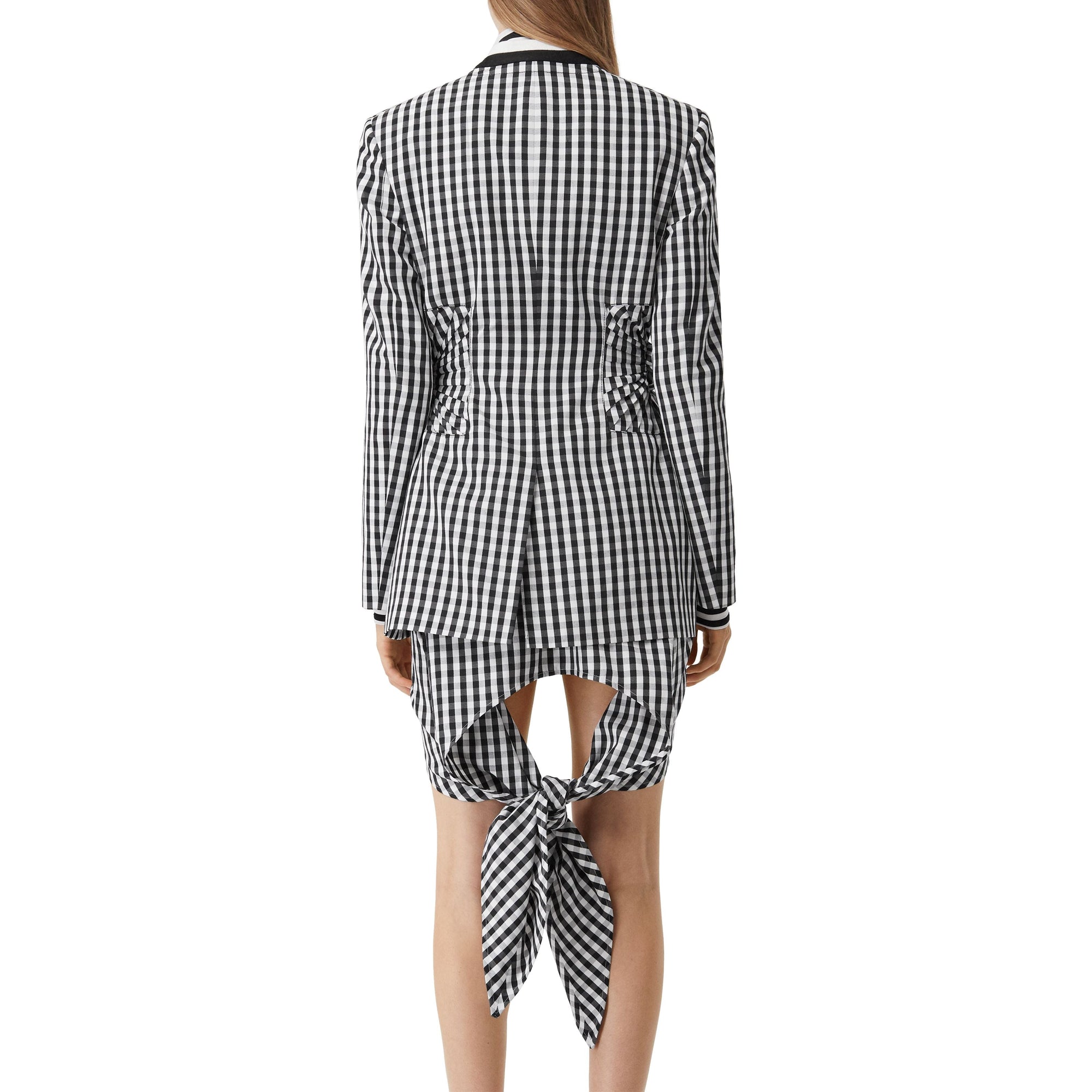 Blazer en laine technique vichy - Black