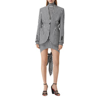 Blazer en laine technique vichy - Black