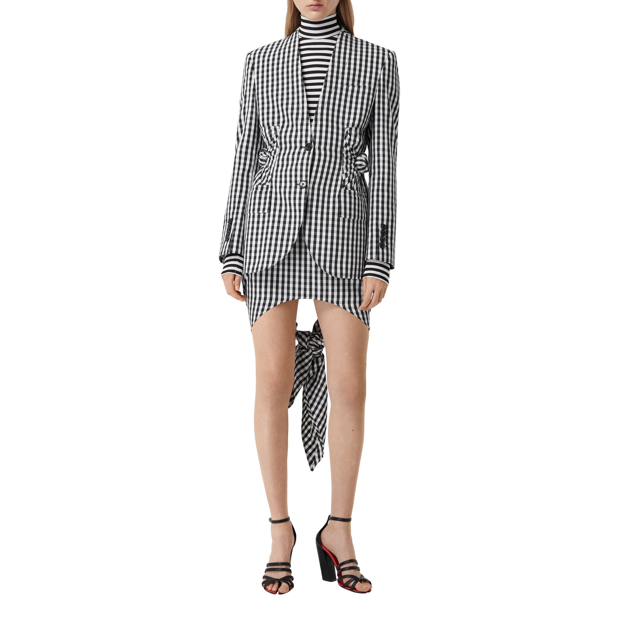 Blazer en laine technique vichy - Black